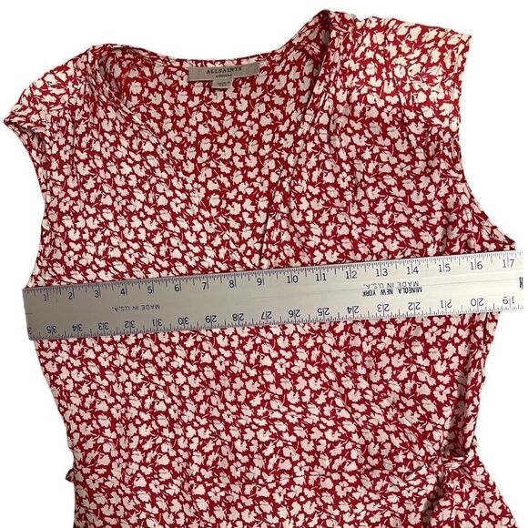 All Saints Dress Women’s Medium Red Floral Krystal True Wrap Mini Ruffle V Neck - Picture 9 of 12